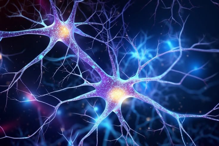 Illustration of a nerve cell with branching dendrites – healthy nerve function